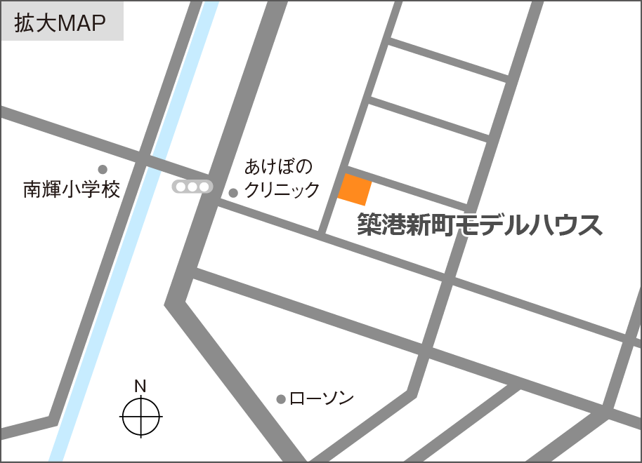 築港新町モデルハウス案内図周辺