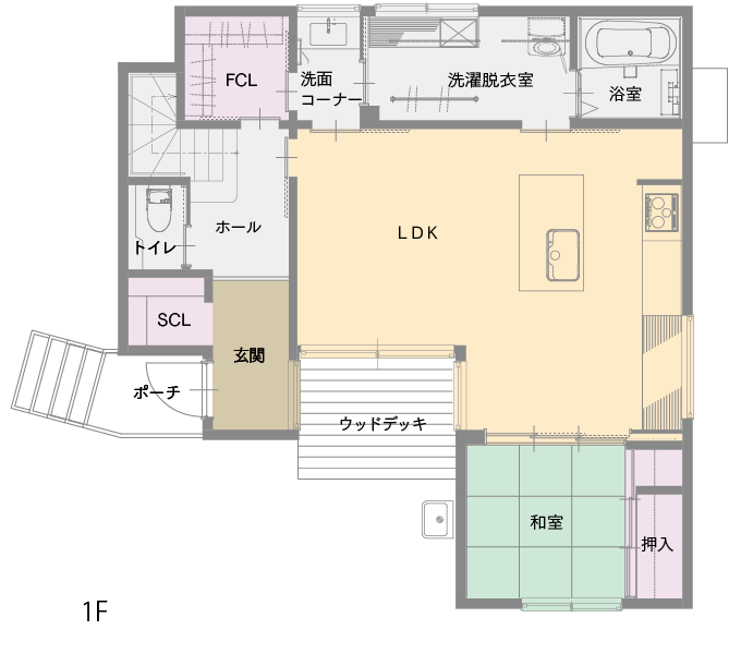 築港新町モデルハウス平面図1F